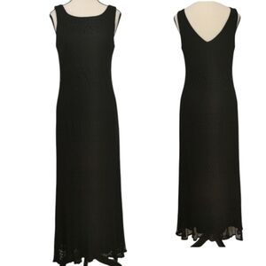 Narcissus Vintage Crochet Boho Sleeveless Tank Style Black Maxi Dress - Sz 7/8
